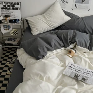 3-piece double color duvet cover + pillowcase, bedding set, soft and breathable bedroom or guest room (without core)